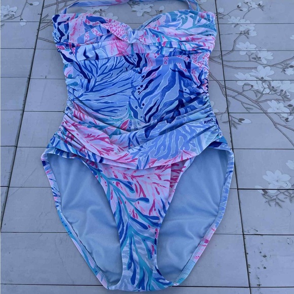 Lilly Pulitzer Pink and Blue One Piece Swimsuit - Picture 2 of 6
